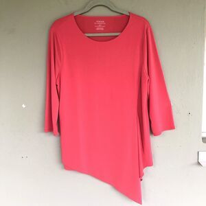 Chico's Ultimate Tee Womens 2|L Asymetrical Hem 3/4 sleeve Streatchy Jersey Knit